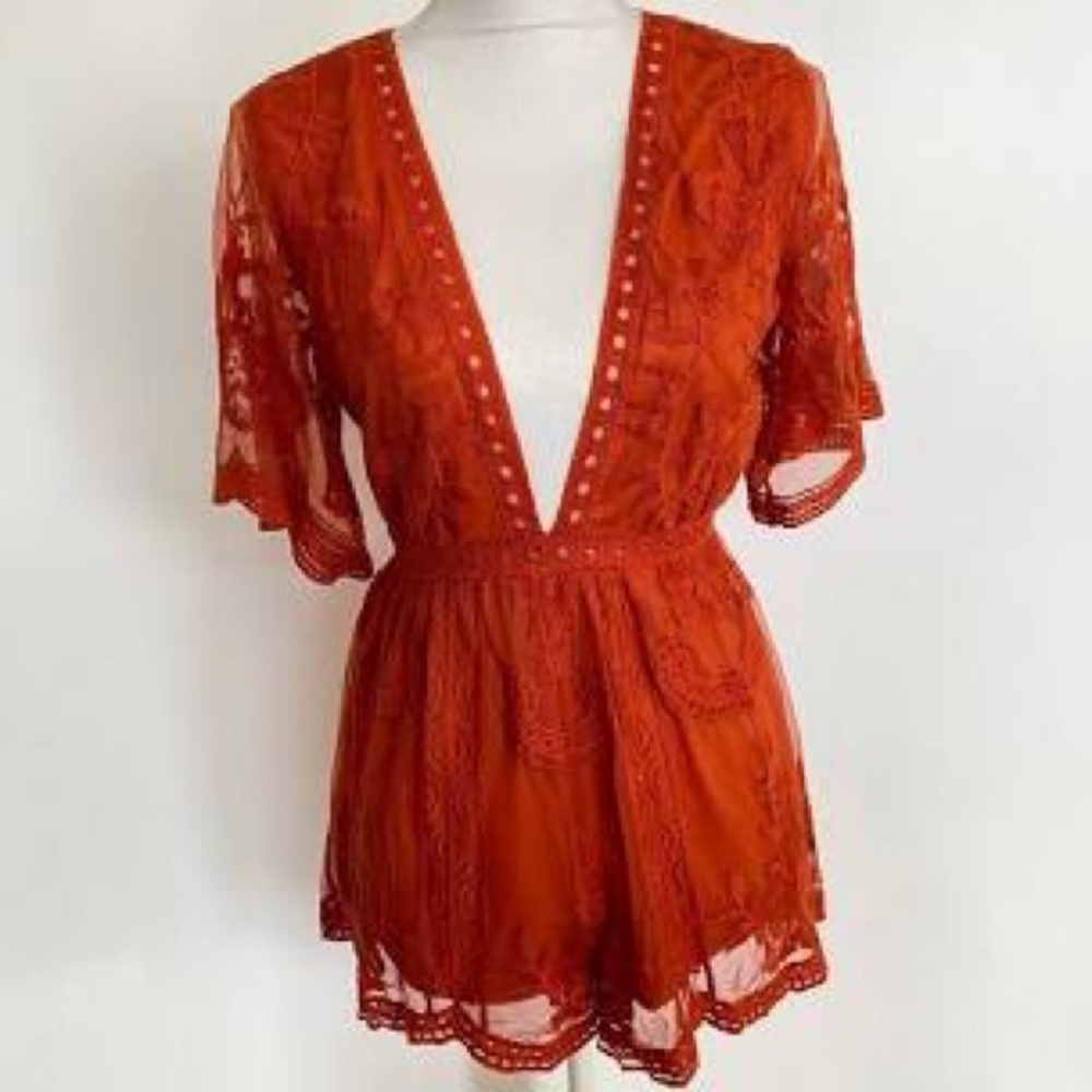 Honey Punch Orange Romper